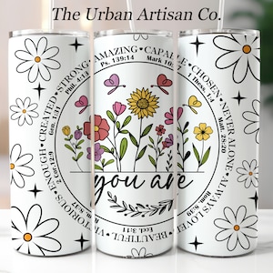 Religious Christian Tumbler Wrap, 20 oz Skinny Tumbler Sublimation Design, Instant Digital Download PNG,  Positive Affirmations Tumbler Wrap