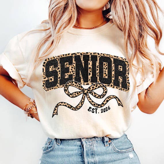 Senior 2026 Png, Leopard Class of 2026 Shirt Design, Coquette Senior Sublimation, Retro Cheetah Senior Bow Png, Glitter Senior Png