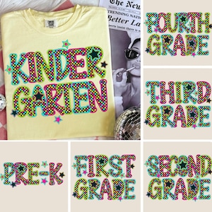 Neon Back to School PNG Bundle, Retro Teacher First Day of School Shirt Design, Preppy Checker Sublimation, Pre-k 1st/2nd/3rd/4th Grade
