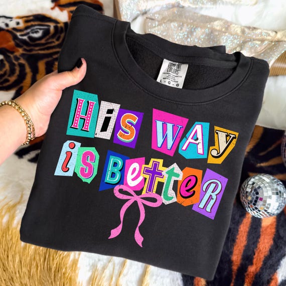 Retro Christian Coquette Png, Preppy Christian Bow Png, Colorful Bible Verse Shirt Design, Boho Christian Sublimation, His Way is Better Png