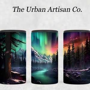 4in1 Can Cooler Sublimation Wrap, Northern Lights, Instant Digital Download PNG, Can Cooler PNG