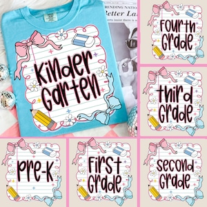 Back to School Bundle PNG, Preppy Teacher First Day of School Shirt Design, Girly Coquette Sublimation, Pink Bow Pre-k 1st/2nd/3rd/4th Grade