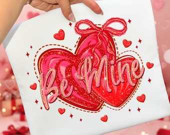 Sii mio cuore di San Valentino con civetta PNG, design per maglietta con fiocco di San Valentino con pennellata glitterata, sublimazione Preppy XoXo, download digitale di San Valentino da ragazza