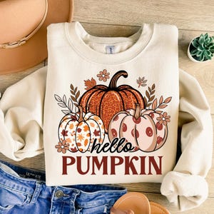 Hello Pumpkin Png, Fall Vibes Png, Boho Floral Fall Png, Hey There Pumpkin Png, Autumn Pumpkin Png, Retro Fall Png Sublimation Design