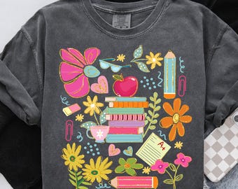 Boho Floral Teacher Png, Last Day of School Png, Preppy Teacher Appreciation Gift, Teacher Wildflowers Png, Retro Teacher Life Sublimation