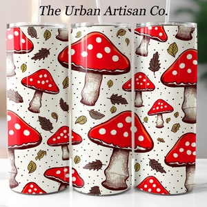 Mushroom 20 oz Skinny Tumbler Wrap, Sublimation Design, Digital Download PNG