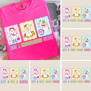 Back to School Goose PNG Bundle, Coquette Teacher First Day of School Shirt Design, Preppy Neon Sublimation, Pre-k 1st/2nd/3rd/4th Grade