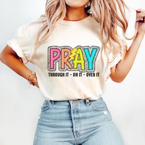 Pray On It PNG, Glitter Christian PNG, Digital Download Png, Bright Doodle, Dalmatian Dots, Groovy Mama png, Mom Shirt Design