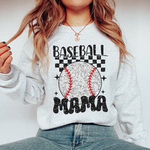 Retro Baseball Mama PNG, Glitter Baseball PNG, Sublimation Design, Digital Download Png, Sports PNG image 2