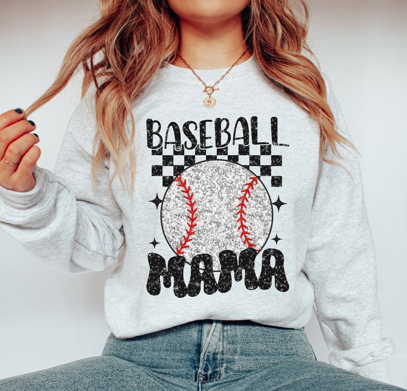 Retro Baseball Mama PNG, Glitter Baseball PNG, Sublimation Design, Digital Download Png, Sports PNG image 2