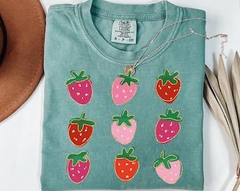 Strawberry Coquette PNG, Summer Strawberry Png, Strawberry Aesthetic Png, Retro Summer Png, Spring Floral Png, Glitter Cottagecore