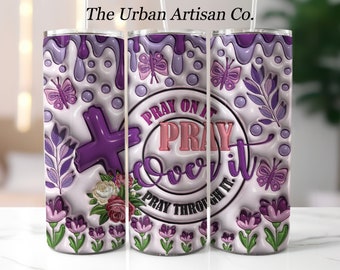 3D Religious Christian Inflated Tumbler Wrap, 20 oz Skinny Tumbler Sublimation Design, Instant Digital Download PNG, Puffy Tumbler