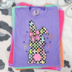 Retro Easter Bunny Coquette PNG, Happy Easter Png, Pink Easter Bow Png, Retro Checkered Easter Png, Floral Spring Png, Girls Pink Easter Png image 11
