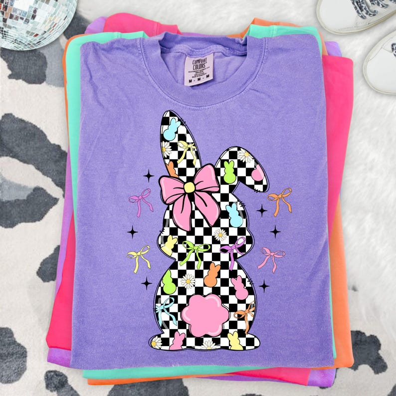 Retro Easter Bunny Coquette PNG, Happy Easter Png, Pink Easter Bow Png, Retro Checkered Easter Png, Floral Spring Png, Girls Pink Easter Png image 11