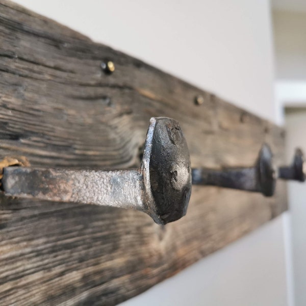 Rustic Barnwood Style Coat Rack - 4 hangers