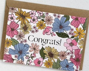 Congratulations Card | Pastel Wreath | Congrats | Engagement | New Baby | Wedding | Thinking of you | Greetings Card | Spread Love