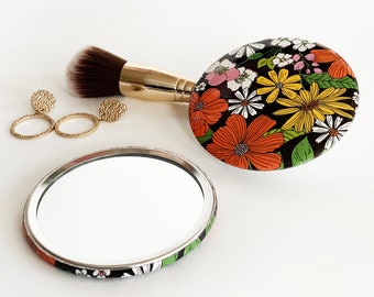 Retro Floral Pocket Mirror | Makeup Mirror | Vanity Mirror | Gift for her | Maid of Honor