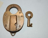 York Railway Company Brass Heart Lock and Key made by Fraim. Both Marked