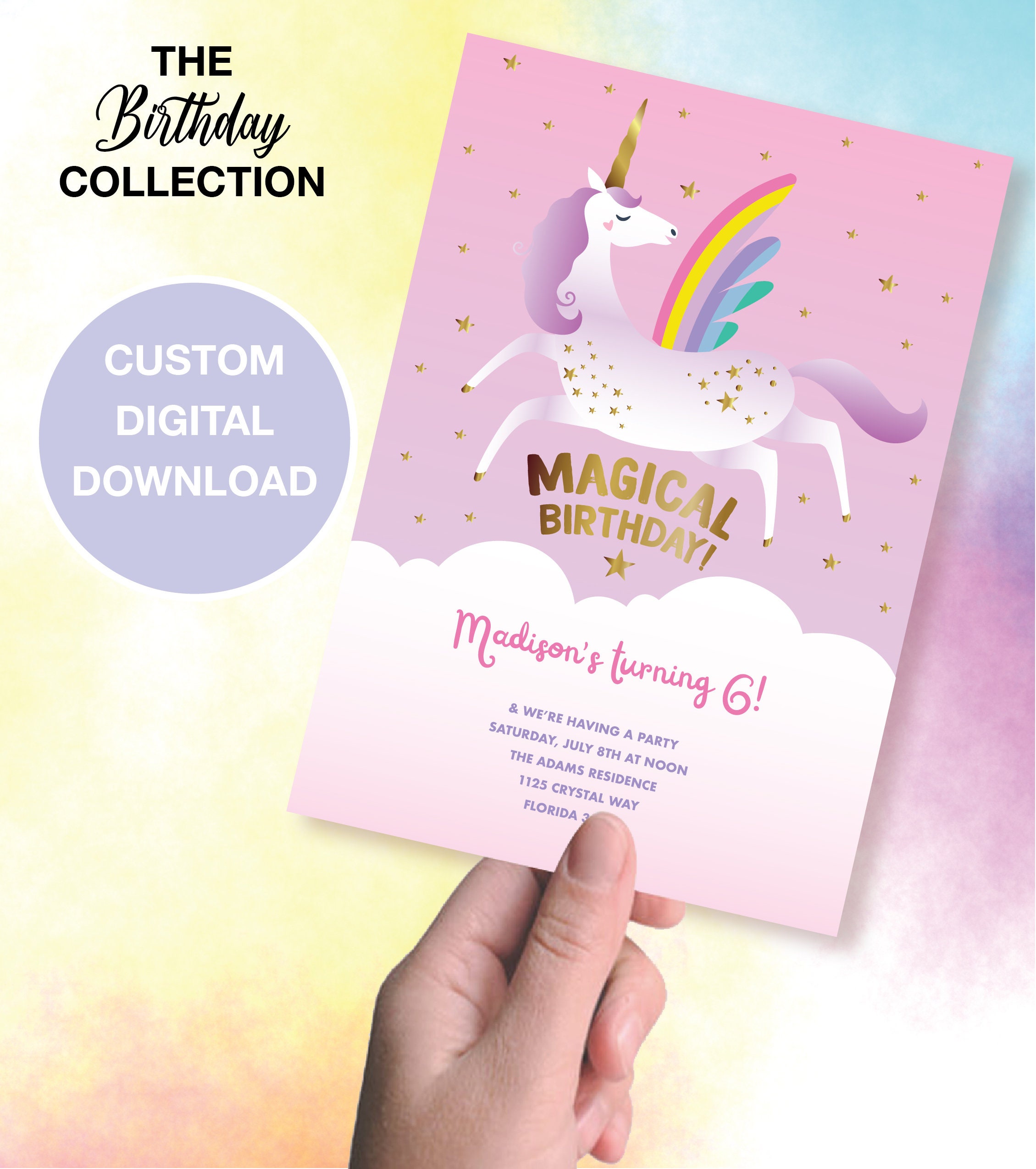Unicorn Birthday Invite - Etsy