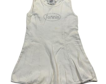 TV Sports by Marilyn Kosten Girls White Cotton Rhinestone Tennis Dress XS USA