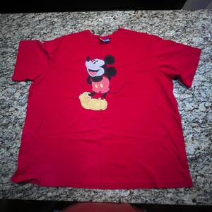 Disney Mickey Mouse Graphic T Shirt Red Short Sleeve Womens 3XL image 2