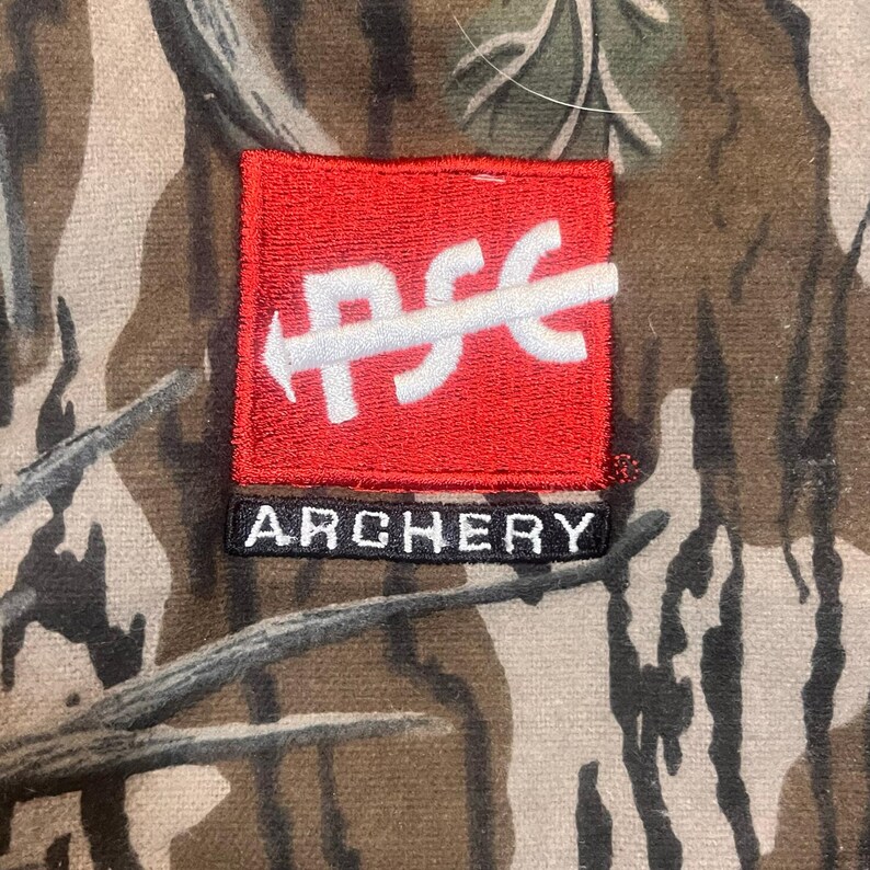 Chaqueta de caza con arco y camuflaje de roble musgoso vintage, con cierre a presión, fabricada en EE. UU., para hombre, talla grande imagen 6