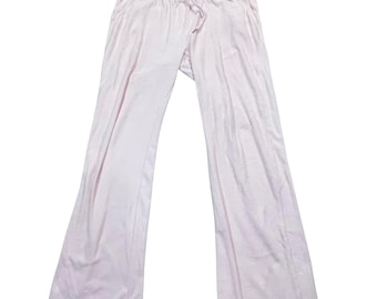 Vintage Bebe Sport Pink Lounge Pants Y2K Rhinestone Logo Wide Leg Jogger Women M