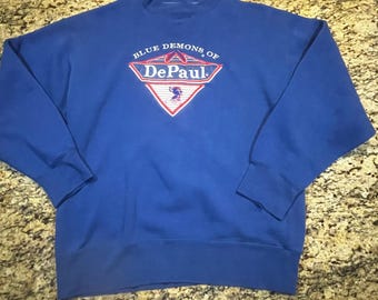 Felpa girocollo vintage Midwest Embroidery DePaul Blue Demons da uomo, taglia L