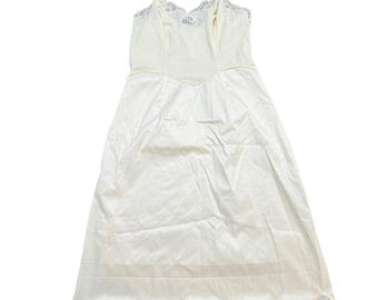 Combinación completa de encaje amarillo vintage Antron Nylon Lencería Talla 34