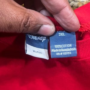 Disney Mickey Mouse Graphic T Shirt Red Short Sleeve Womens 3XL image 3