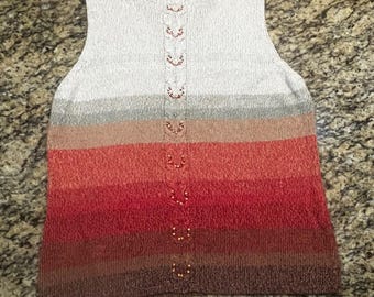 Susan Bristol Vintage 2002 Ombre Beaded Cable Knit Sweater Vest Top Womens L