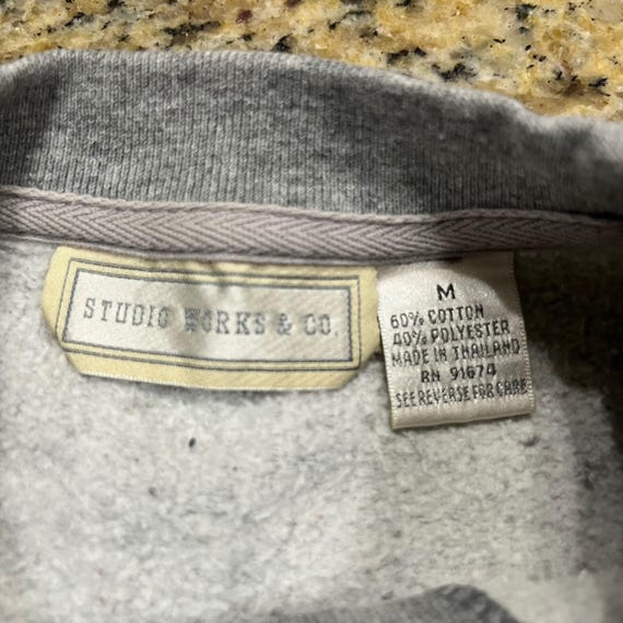 Studio Works & Co Womens Gray Moose Bear Embroidered Sweatshirt Size M Forest View 2