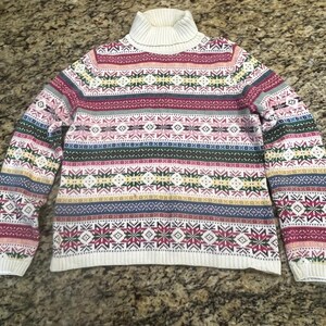 Villager Liz Claiborne Fair Isle Topneck Sweater Womens Medium Cotton Multi