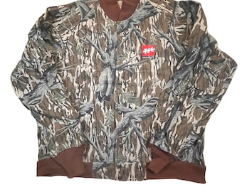 Vintage Mossy Oak Camo Bogenschießen Jagdjacke Snap Front Made in USA Männer Large
