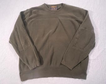 Vintage Woolrich olive crewneck sweater men XXL elbow patch knit outdoor