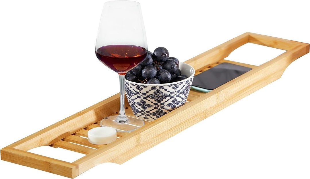 Bamboo Bath Caddy Tray by Royalhouse Bath Table Tray Holds Etsy