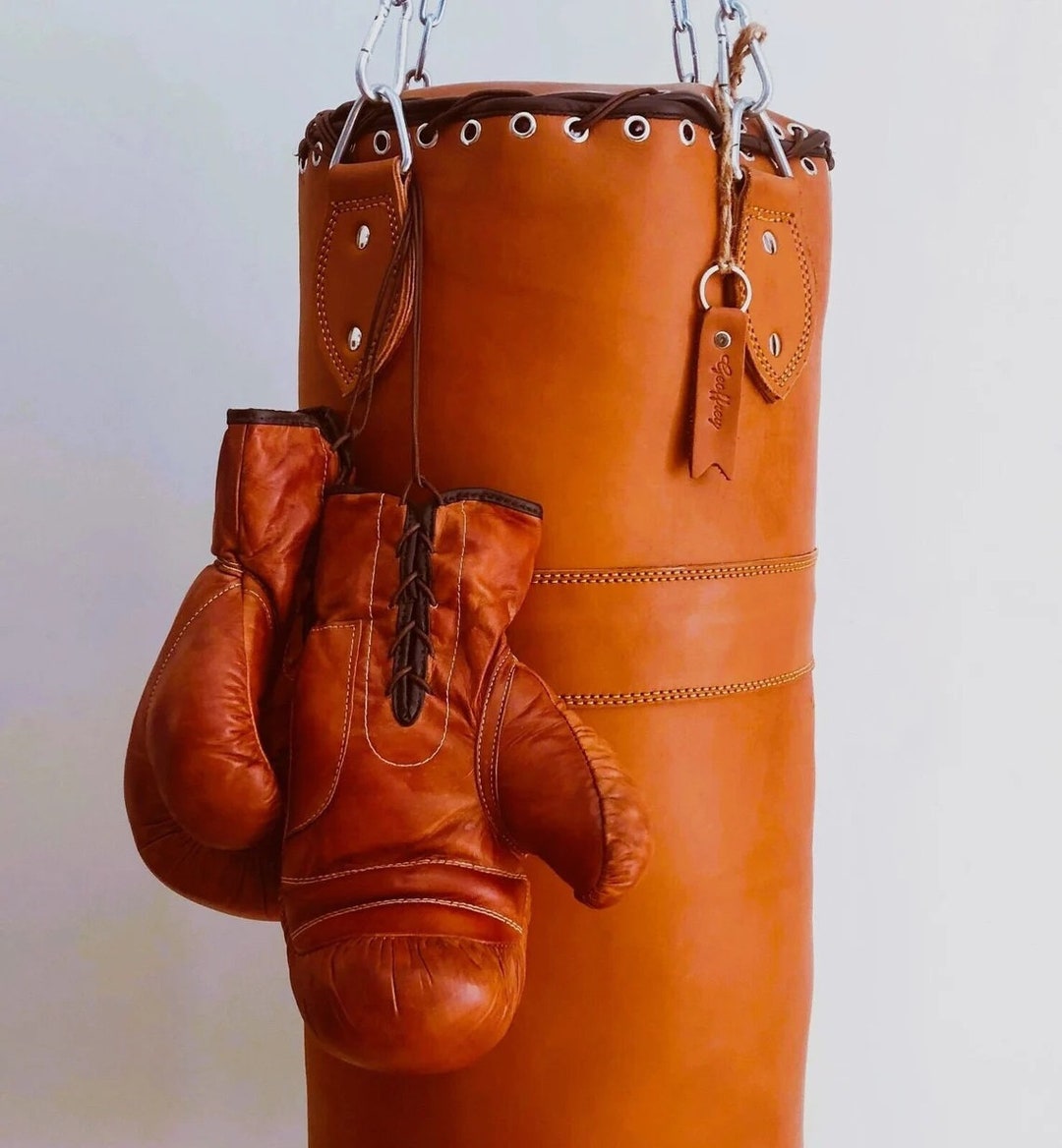 Professional Vintage Leather Punching Bag Handmade Leather Punching Bag, Boxing Bag, Gym