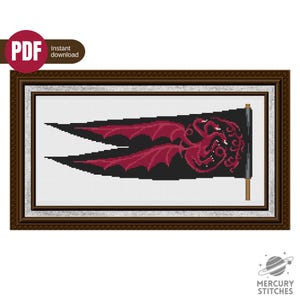 Targaryen banner flag cross stitch pattern pdf instant download
