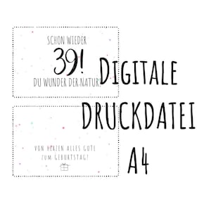 Bolsa de archivos de impresión DIGITAL "39 otra vez" | 40 cumpleaños| 40 otra vez | Plantilla de impresión A4 |  Archivo PDF PNG | Embalaje del cupón