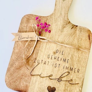 Engraved Wooden Board "The Secret Ingredient is Always Love" Decorative Board Wedding Gift Housewarming Gift Wooden Mango Wood Personalized