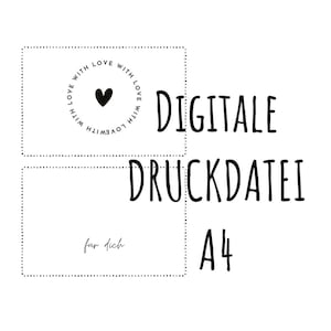 Archivo de impresión DIGITAL bolsa sorpresa "Con amor" | Tarjeta de regalo| Cumpleaños | Plantilla de impresión A4 |  Archivo PDF PNG | Embalaje del cupón