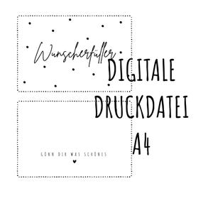 DIGITAAL afdrukbestand gelukstas "Wensvervuller" | voucher verpakking | verjaardag | Afdruk sjabloon A4 |  PDF PNG-bestand | afdruk sjabloon