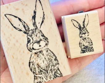 Set Kleiner und großer Stempel "Hase Langohr" süßer Hase Holzstempel  Hasenstempel Ostern Osterstempel besonderer Stempel Osterhase