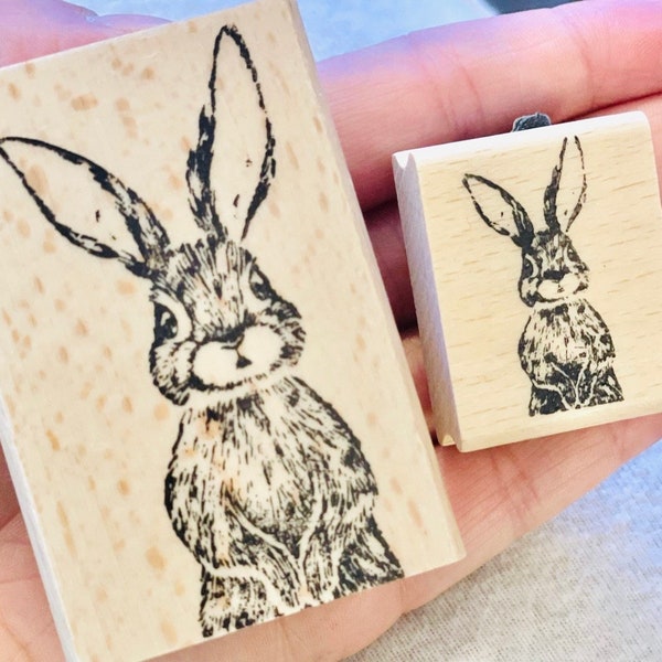 Set Kleiner und großer Stempel "Hase Langohr" süßer Hase Holzstempel  Hasenstempel Ostern Osterstempel besonderer Stempel Osterhase