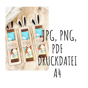 DIGITAL print file for chocolate lollipop | for printing | plotter file | print template A4 Easter bunny rabbit ears Easter PDF png jpg jpf