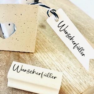 Stempel "Wunscherfüller" Holzstempel Stamp filigraner Stempel Spruch ausgefallen Spruchstempel Mitbringsel Geschenk Geburtstag Geldgeschenk