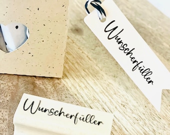 Stempel "Wish Fulfiller" houten stempel filigraan stempel met ongebruikelijke spreuk stempel souvenir cadeau verjaardag geld cadeau