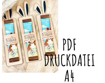 Fichier d’impression NUMÉRIQUE pour sucette au chocolat | imprimer | Fichier traceur | Modèle d'impression A4 Lapin de Pâques oreilles de lapin Pâques