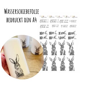 A4 Bogen Wasserschiebefolie | 29 Kerzentattoos | Osterkerze | Ostergeschenk | Hase Langohr | DIY Kerze | Bastelvorlage | Ostern | Osterhase