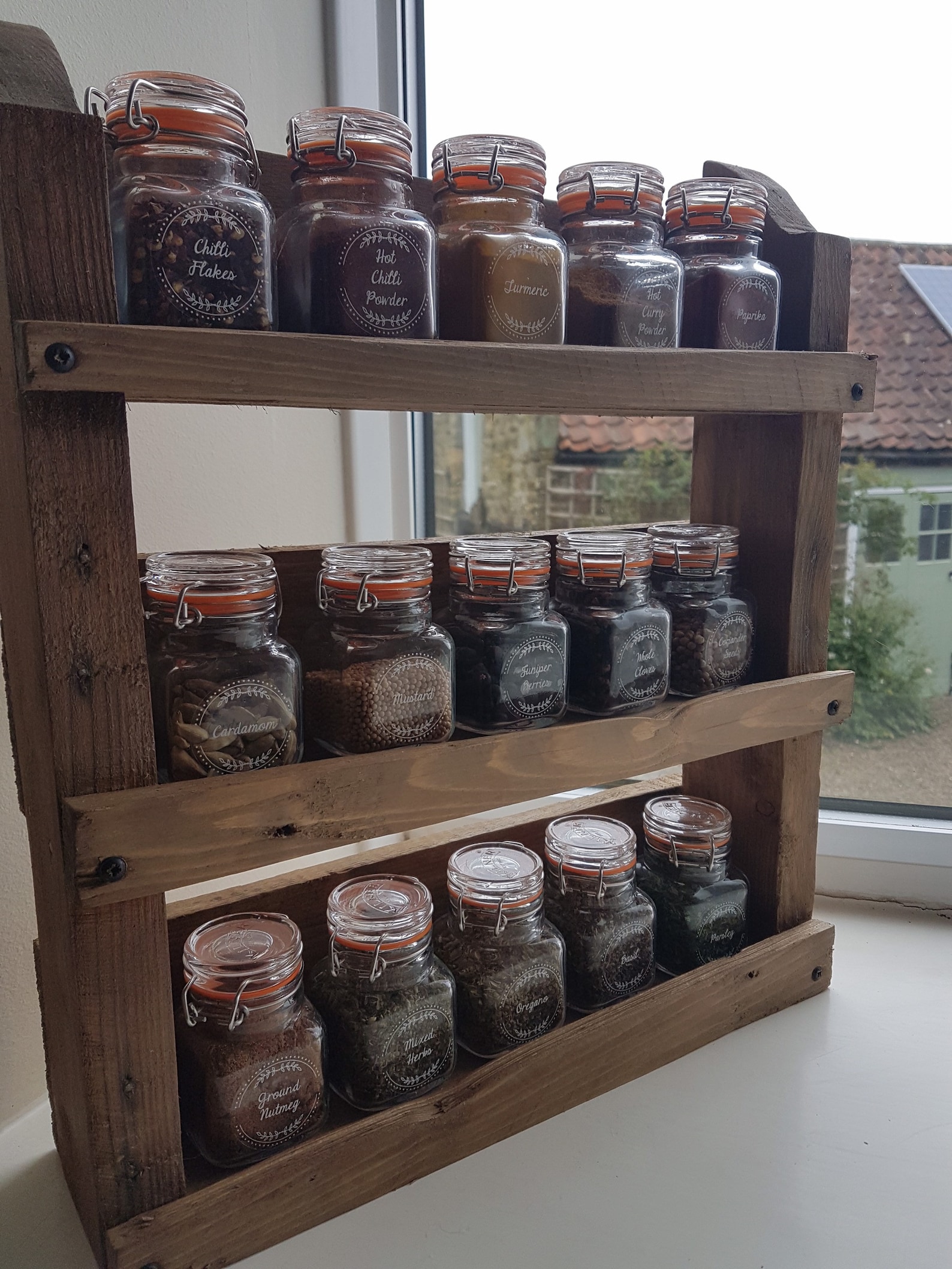 Rustic Spice rack made from reclaimed pallet wood. Etsy